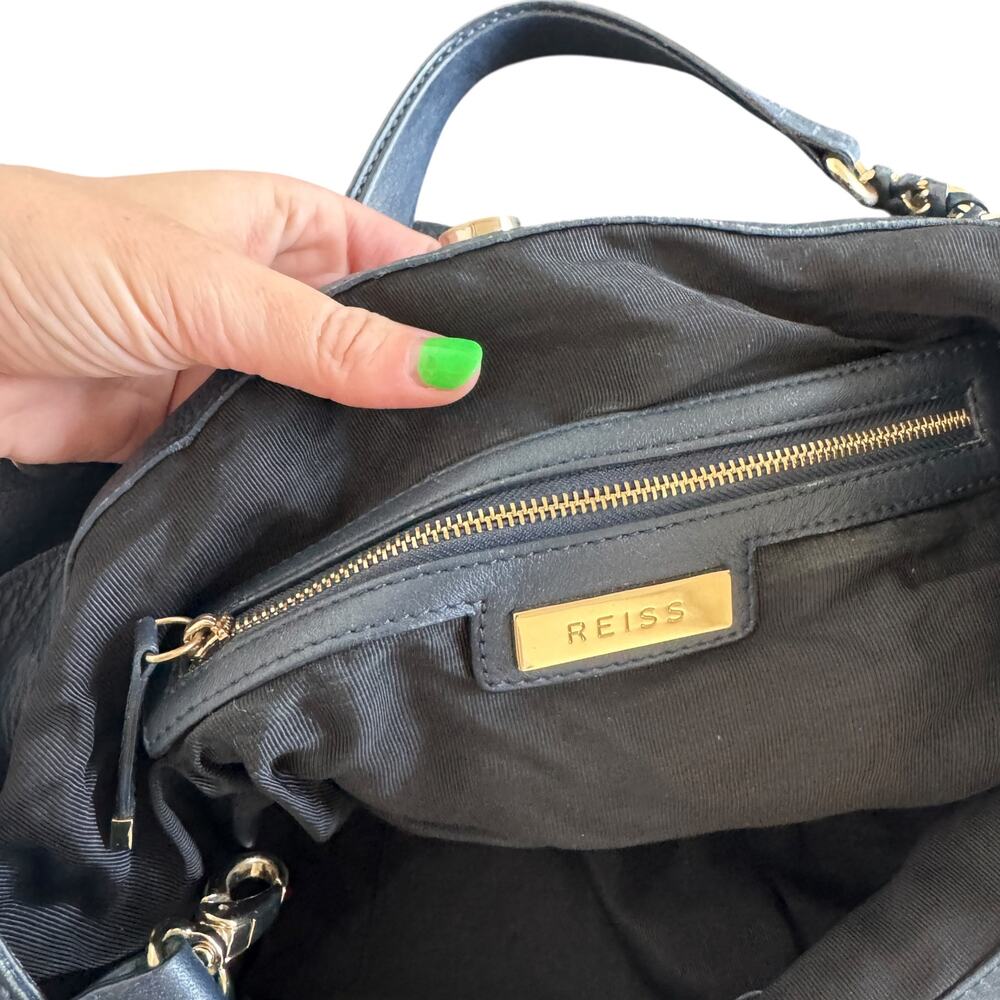 Reiss Navy Leather Grommet Bag - Picture 5 of 15